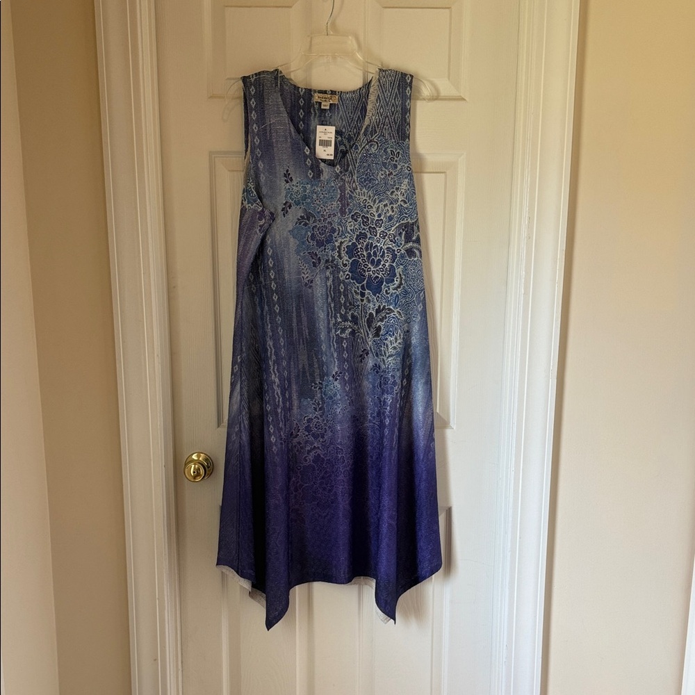 ONE WORLD Blue and Purple Sleeveless Dress